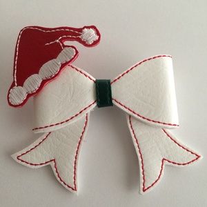 Handmade Santa Hat Cheer Hair Bow